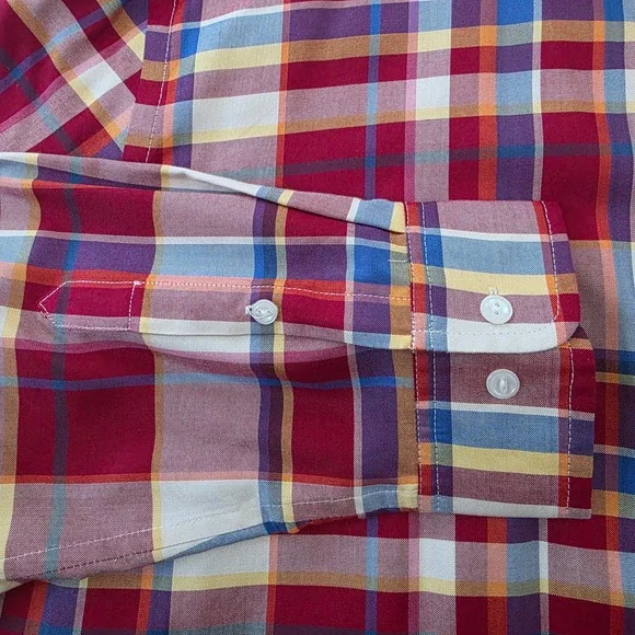 Lauren Ralph Lauren Womens Red Multi Plaid 100% Silk Button Down Shirt Large - Picture 5 of 8
